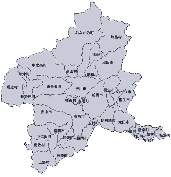 群馬県を案内する地図