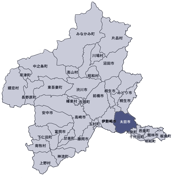 群馬県太田市の地図
