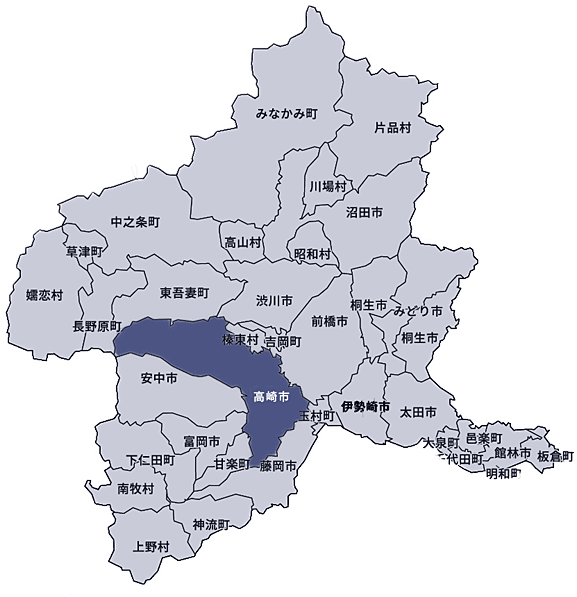 群馬県高崎市の地図