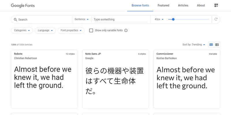google font