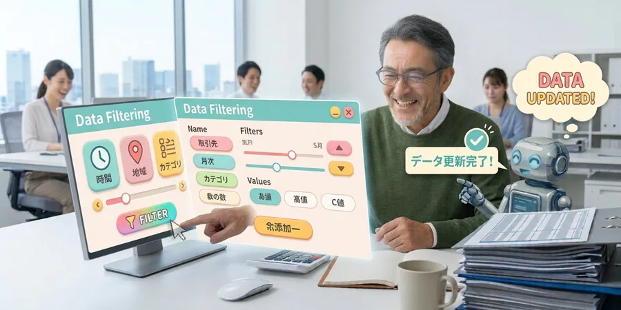 スライサーのボタンを楽しく次々とクリック